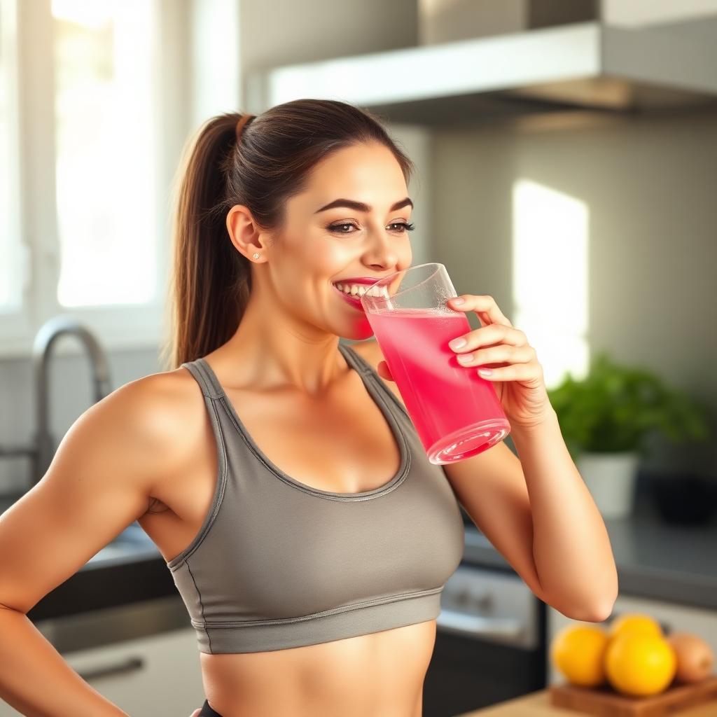 Woman drinking Zestee Hydration System in the morning